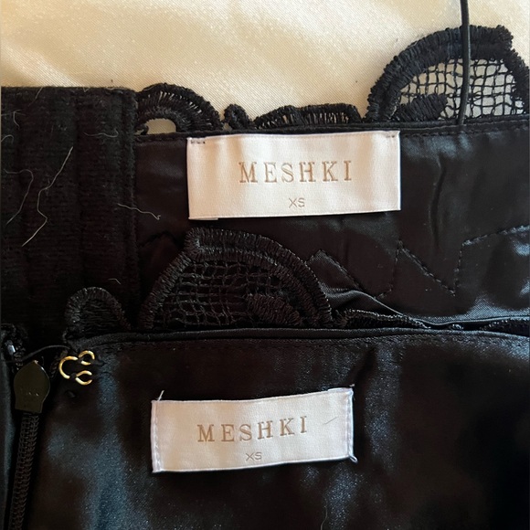 MESHKI TWO PIECE SATIN BLACK MAXI SKIRT BANDEAU TOP SIZE XS - Picture 6 of 7